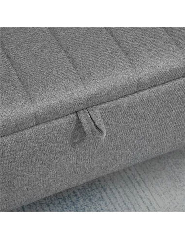 HOMCOM Storage Ottoman with Flip Top, Rectangular Upholstered Bench, Linen Look Fabric Footstool with Steel Legs for Living Room