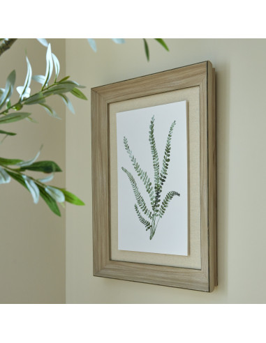 High-quality metal and wood construction of Hill Interiors SKU 23273 Watercolour Delicate Fern In Washed Wood Frame, detailed v
