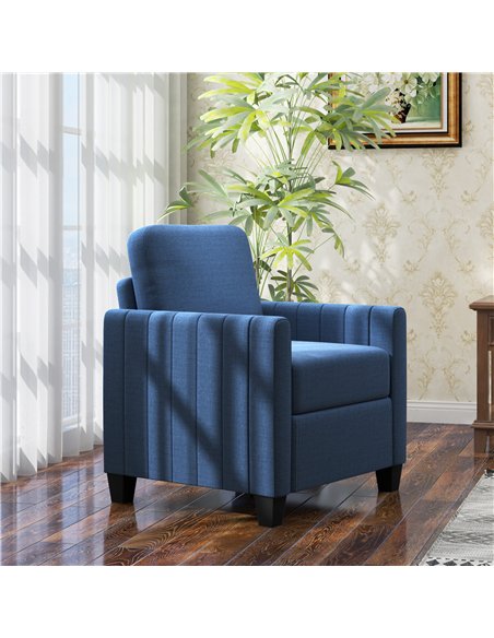 HOMCOM Modern Boxy Linen-Look Armchair - Blue