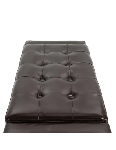 HOMCOM PU Leather Storage Ottoman Bench Storage Chest Tufted Ottoman Cube w/ Flipping Top 92L x 40W x 40H cm Brown