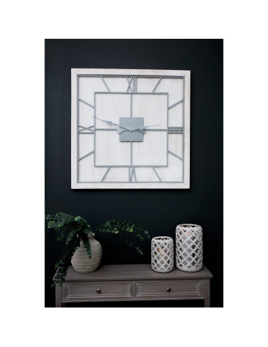 Affordable industrial style furniture Hill Interiors Williston White Square Large Wall Clock 21652 for modern home decor, free