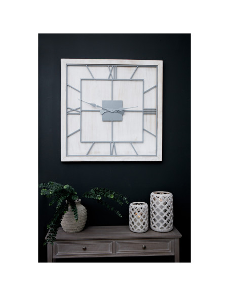 Affordable industrial style furniture Hill Interiors Williston White Square Large Wall Clock 21652 for modern home decor, free