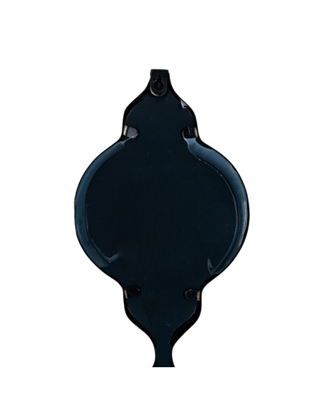 High-quality metal and wood construction of Hill Interiors SKU 24533 Black Quarterfoil Decorative Hanging Mirror, detailed view