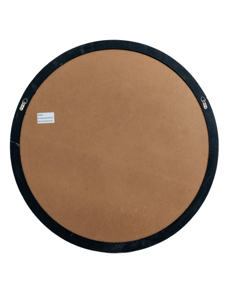 High-quality metal and wood construction of Hill Interiors SKU 24287 Black Wood Round Window Mirror, detailed view for UK custo