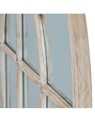 High-quality metal and wood construction of Hill Interiors SKU 24286 Washed Wood Arched Window Mirror, detailed view for UK cus