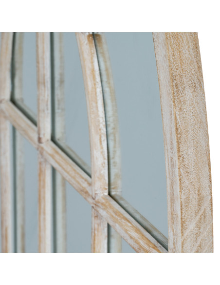 High-quality metal and wood construction of Hill Interiors SKU 24286 Washed Wood Arched Window Mirror, detailed view for UK cus