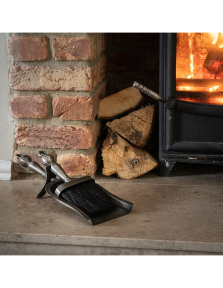 Affordable industrial style furniture Hill Interiors Hearth Tidy Set in Antique Pewter Effect Finish 11417 for modern home deco