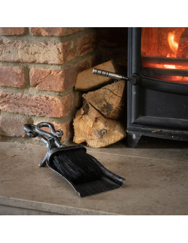 Affordable industrial style furniture Hill Interiors Silver Brushed Steel Crook Top Hearth Tidy Set 11208 for modern home decor