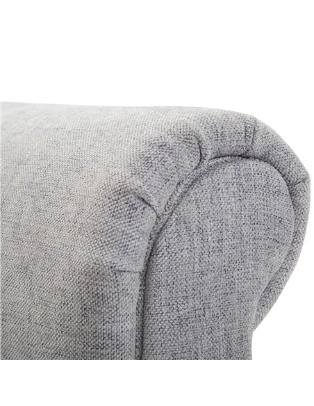 HOMCOM Bed End Bench, Window Seat, Linen Chaise Lounge Sofa with Arm and Wooden Legs for Bedroom, Living Room, Grey