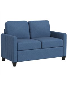 HOMCOM Modern Boxy Linen-Look Two-Seater Sofa - Blue