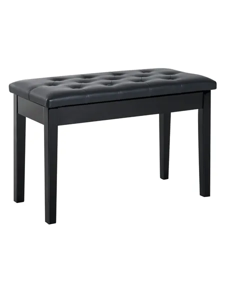 HOMCOM PU Leather Upholstered Piano Stool Makeup Stool Bench Dressing Table Seat with Storage 76x36x50cm, Black