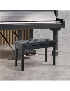 HOMCOM PU Leather Upholstered Piano Stool Makeup Stool Bench Dressing Table Seat with Storage 76x36x50cm, Black 2