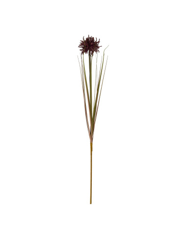 High-quality metal and wood construction of Hill Interiors SKU 22743 Burgundy Aster Spider Chrysanthemum Stem, detailed view fo