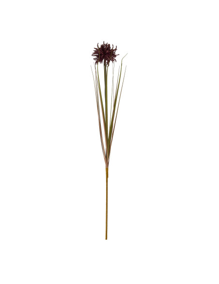 High-quality metal and wood construction of Hill Interiors SKU 22743 Burgundy Aster Spider Chrysanthemum Stem, detailed view fo