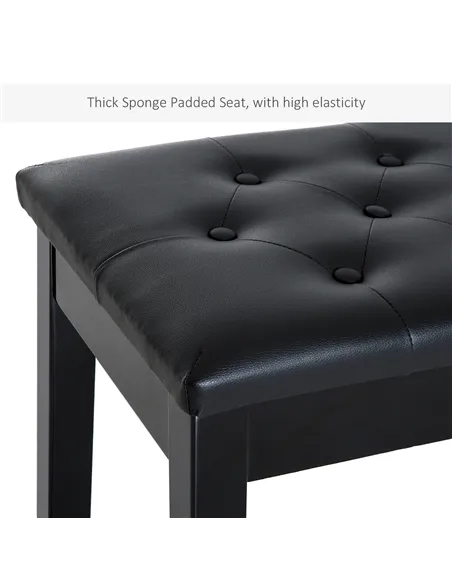 HOMCOM PU Leather Upholstered Piano Stool Makeup Stool Bench Dressing Table Seat with Storage 76x36x50cm, Black