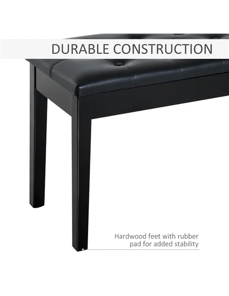 HOMCOM PU Leather Upholstered Piano Stool Makeup Stool Bench Dressing Table Seat with Storage 76x36x50cm, Black