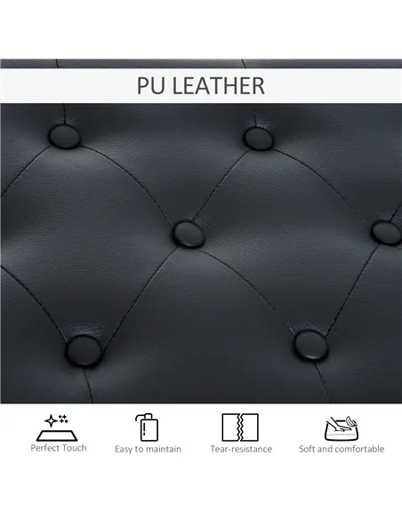 HOMCOM PU Leather Upholstered Piano Stool Makeup Stool Bench Dressing Table Seat with Storage 76x36x50cm, Black