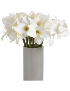 High-quality metal and wood construction of Hill Interiors SKU 17624 Classic White Amaryllis Flower, detailed view for UK custo 2