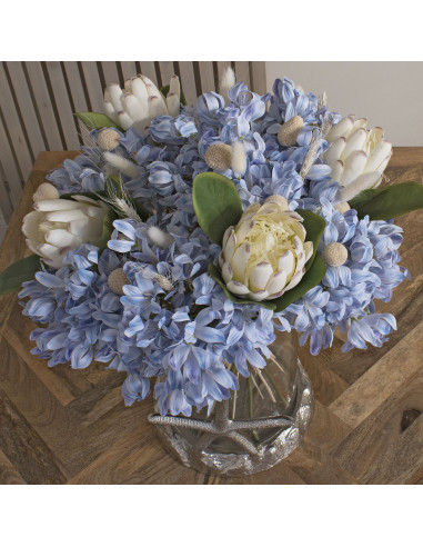 High-quality metal and wood construction of Hill Interiors SKU 20484 Closed White Protea, detailed view for UK customers.