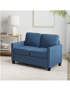 HOMCOM Modern Boxy Linen-Look Two-Seater Sofa - Blue 2