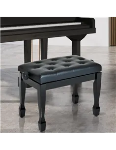 HOMCOM PU Leather Upholstered Piano Stool, Height Adjustable Makeup Stool Bench Dressing Table Seat, White 2