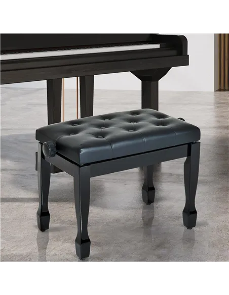 HOMCOM PU Leather Upholstered Piano Stool, Height Adjustable Makeup Stool Bench Dressing Table Seat, White