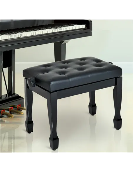 HOMCOM PU Leather Upholstered Piano Stool, Height Adjustable Makeup Stool Bench Dressing Table Seat, White