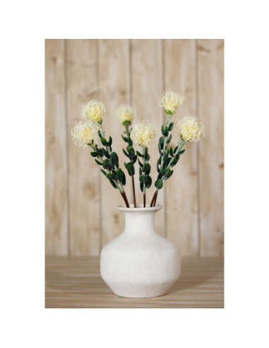 High-quality metal and wood construction of Hill Interiors SKU 23837 Cream Pincushion Protea Spray, detailed view for UK custom