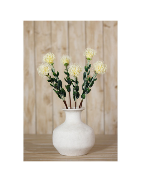 High-quality metal and wood construction of Hill Interiors SKU 23837 Cream Pincushion Protea Spray, detailed view for UK custom