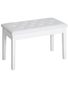 HOMCOM PU Leather Upholstered Piano Stool Makeup Stool Bench Dressing Table Seat with Storage 76x36x50cm, White