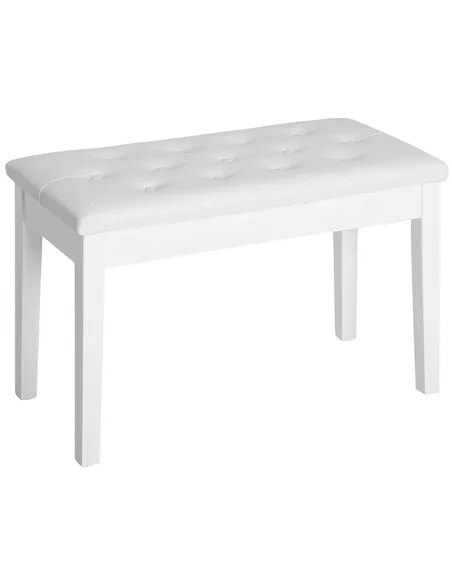 HOMCOM PU Leather Upholstered Piano Stool Makeup Stool Bench Dressing Table Seat with Storage 76x36x50cm, White