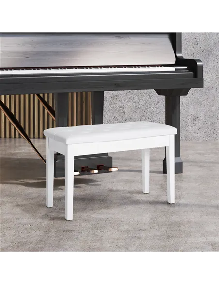 HOMCOM PU Leather Upholstered Piano Stool Makeup Stool Bench Dressing Table Seat with Storage 76x36x50cm, White