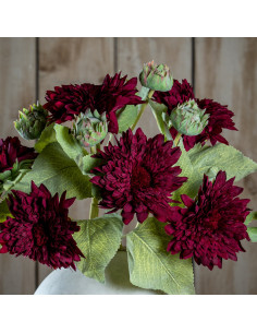 High-quality metal and wood construction of Hill Interiors SKU 24403 Dahlia Burgundy Raven Stem, detailed view for UK customers 2