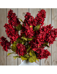 High-quality metal and wood construction of Hill Interiors SKU 24404 Dark Red Spear Hydrangea Spray, detailed view for UK custo 2