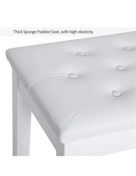 HOMCOM PU Leather Upholstered Piano Stool Makeup Stool Bench Dressing Table Seat with Storage 76x36x50cm, White