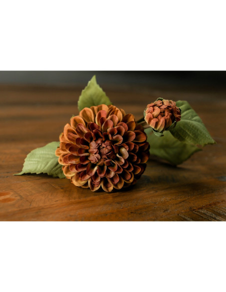 High-quality metal and wood construction of Hill Interiors SKU 22193 Deep Mustard Dahlia Stem, detailed view for UK customers.