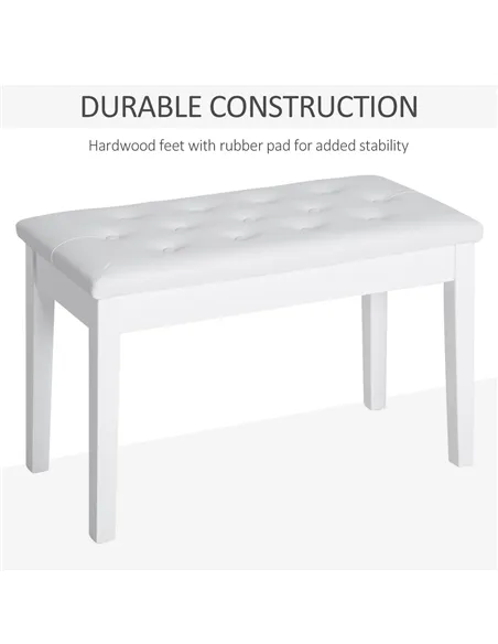HOMCOM PU Leather Upholstered Piano Stool Makeup Stool Bench Dressing Table Seat with Storage 76x36x50cm, White