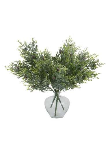 High-quality metal and wood construction of Hill Interiors SKU 22744 Frosted Pine Spray Stem With Pinecones, detailed view for