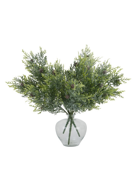 High-quality metal and wood construction of Hill Interiors SKU 22744 Frosted Pine Spray Stem With Pinecones, detailed view for