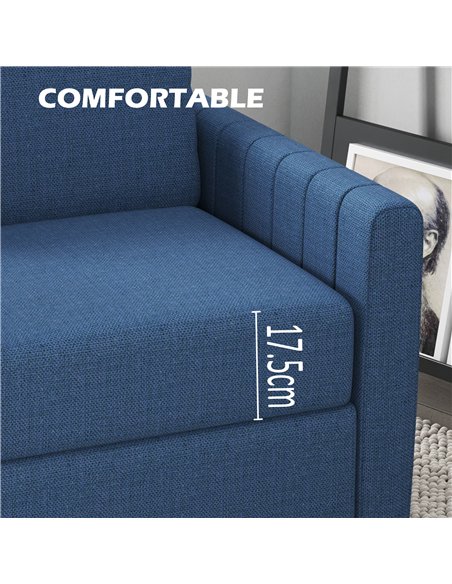 HOMCOM Modern Boxy Linen-Look Two-Seater Sofa - Blue