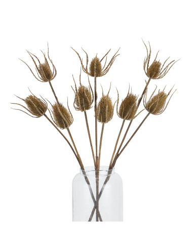 High-quality metal and wood construction of Hill Interiors SKU 22734 Large Brown Triple Teasle Stem, detailed view for UK custo