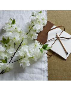 High-quality metal and wood construction of Hill Interiors SKU 22634 Large White Full Cherry Blossom Stem, detailed view for UK 2