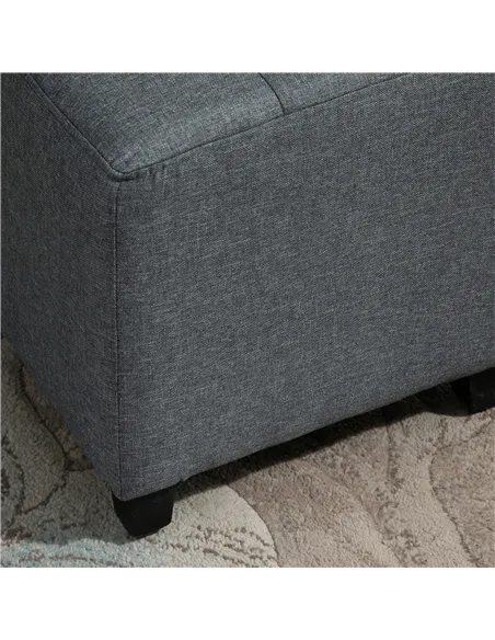 HOMCOM Linen-Look Square Ottoman Footstool w/ Button Tufts Wood Frame Padding Fabric Upholstered Stylish Home Furniture Footrest