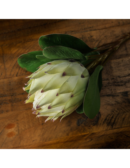 High-quality metal and wood construction of Hill Interiors SKU 22198 Large White Protea, detailed view for UK customers.