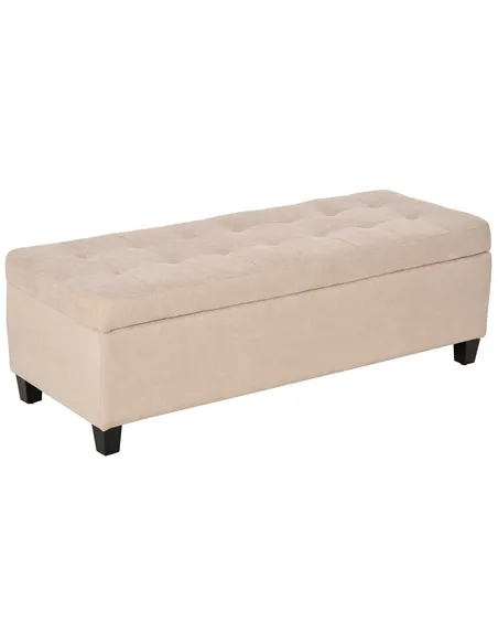 HOMCOM Linen Storage Ottoman, End of Bed Bench, Padded Footrest Seat with Tufting Design, Hinged Lid and Wood Frame 125L x 49W x