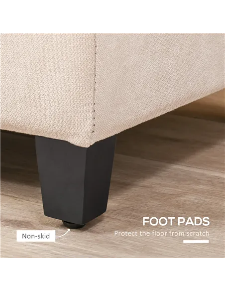 HOMCOM Linen Storage Ottoman, End of Bed Bench, Padded Footrest Seat with Tufting Design, Hinged Lid and Wood Frame 125L x 49W x