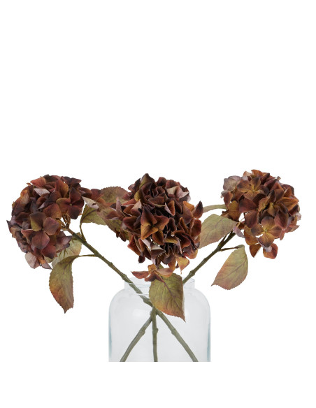 High-quality metal and wood construction of Hill Interiors SKU 22731 Mixed Autumn Browns Single Hydrangea Stem, detailed view f