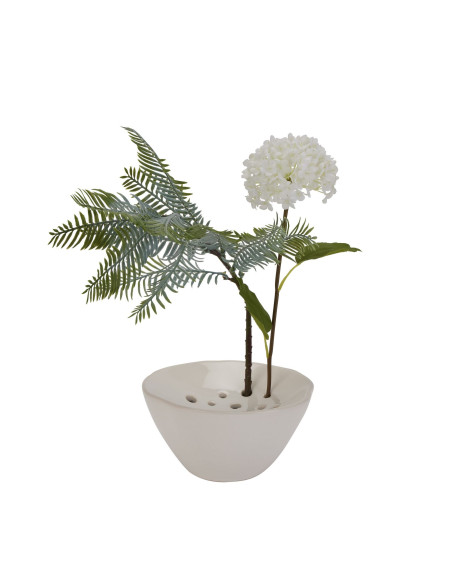 High-quality metal and wood construction of Hill Interiors SKU 22881 Off White Ceramic Flower Frog, detailed view for UK custom