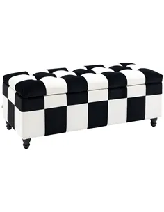 HOMCOM 114 x 47 x 47cm Velvet Storage Ottoman, Button-tufted Footstool Box, Toy Chest with Lid for Living Room, Bedroom, White a