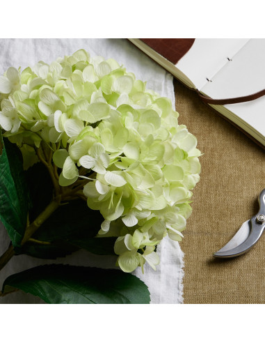High-quality metal and wood construction of Hill Interiors SKU 22730 Oversized Green Hydrangea, detailed view for UK customers.
